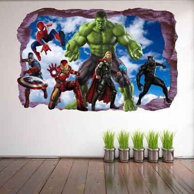 Marvel Avengers Print Set: Spiderman, Iron Man, Hulk, Captain America Wall Art - Image 1 of 3