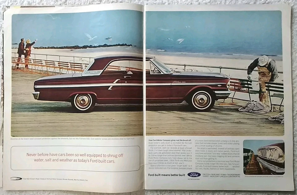 1964 Vintage Original Magazine Ad FORD Car 2 Pages Fairlane 500 So Well Equipped Foto 1 de 1