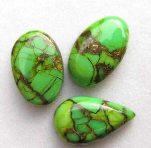 35.50 Ct WHOLESALE GREEN COPPER TURQUOISE CABOCHON OVAL SHAPE LOOSE GEMSTONE - Picture 1 of 2
