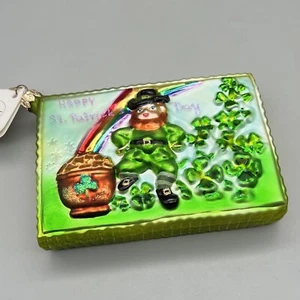 w/Tags RADKO Happy St Patricks Day Postcard GLASS XMAS ORNAMENT 004750 VTG 1999 - Picture 1 of 17