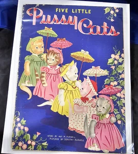 Purnell, Dorothy & May: Five Little Pussy Cats (Linen book 912) PC 1st/Early - Picture 1 of 2
