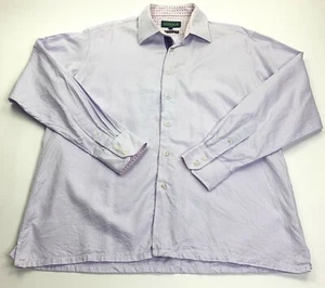 Inserch Icon Jacquard Cotton Button Front Shirt Purple Flip Cuffs XL - Picture 1 of 11