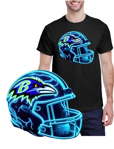 NEW WITH TAGS / Baltimore Ravens Neon Helmet / Tri Dri Performance T-Shirt - Picture 1 of 4