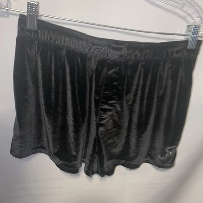 Victoria’s Secret PINK Rhinestone Bling Black Velvet Velour Booty Shorts - S - Image 1 of 4