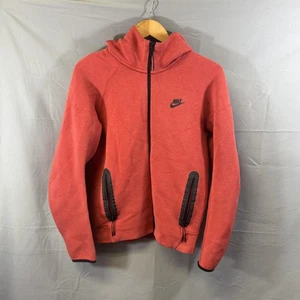 Nike Hoodie Herren klein rot durchgehender Reißverschluss Taucher Kapuze Reißverschlusstaschen sportliches Sweatshirt - Bild 1 von 8