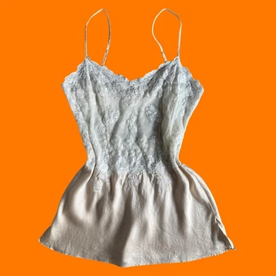 Vestido sin mangas vintage años 00 100% malla seda encaje floral y2k GRANDE Victoria's Secret Foto 1 de 4