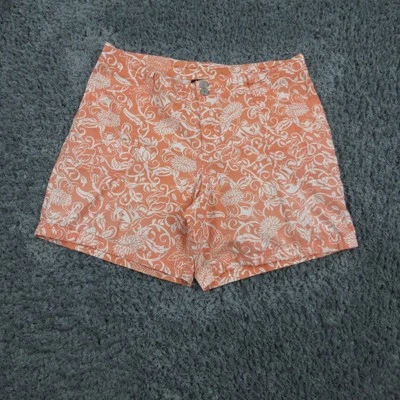 Lane Bryant Shorts Womens 18 Orange White Floral Print Stretch Summer 37x7* - Image 1 of 4