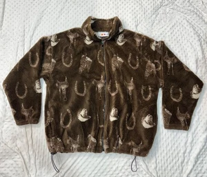 Cappotto vintage quattro stagioni country ragazza sherpa ferro di cavallo comodo marrone taglia L made in USA - Foto 1 di 7