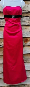 Y2K Strapless 4 Red Satin Black Velvet Sequin  Formal Evening Gown Party Dress - Picture 1 of 3