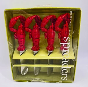 Esparcidores de queso langosta Boston Warehouse 5" juego de acero inoxidable/4 charcutería nuevos en caja - Imagen 1 de 2