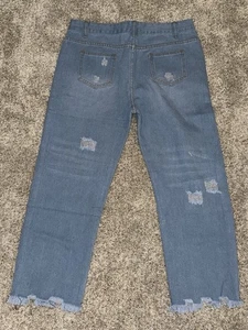 Neu in Verpackung CherryBetty Raw Distressed Raw Hem Straight Leg Jeans hellblau LARGE - Bild 1 von 8
