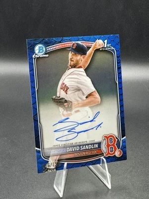 2025 Bowman Chrome David Sandlin Auto Reptilian Blue Refractor 1st Bowman /150 - Image 1 of 2