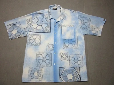 South Pole Shirt Mens Large Blue Geometric Tie Dye Vintage 90s Hip Hop Button Up - Image 1 of 4