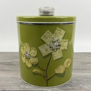 Vtg Blue Magic Krispy Kan Cracker Tin Container Avocado Green 50s MCM VERY GOOD - Picture 1 of 20