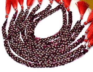Natural Gem Rhodolite Garnet 6mm Size Faceted Trillion Shape Briolette Beads 10" - Picture 1 of 6