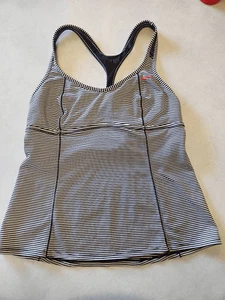 Nike size M Black White Stripe Racerback Swim Tankini Top - Picture 1 of 3