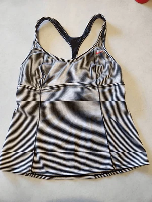 Nike size M Black White Stripe Racerback Swim Tankini Top - Image 1 of 3