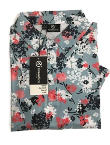 Greenside Golf Shirt Men's Polo Golf Vintage Meadow Blue Print UPF 40 - Picture 1 of 10