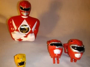 Menge 4 MMPR Kopf Clip Ring Süßigkeiten Spender Mighty Morphin Power Ranger Saban - Bild 1 von 3