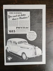 Vintage 1936 Pontiac De Luxe Six Four Door Sedan Original Full Page Ad A2 - Picture 1 of 1