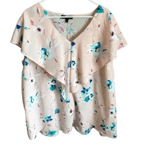 Lane Bryant pink floral ruffle top blouse size 26 - Picture 1 of 14