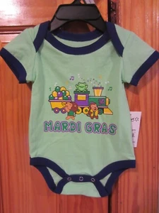 sleeper Mardi Gras newborn green cotton blend short sleeves no legs new w/tags - Picture 1 of 3