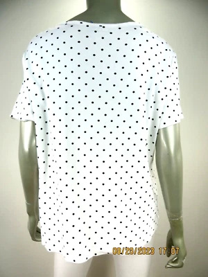 Blusa Top Camisa BLANCA CIERVO TALLA XXL (20) 100% Algodón Blanco Negro Lunares Gruesa Densa Foto 1 de 4