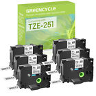 Greencycle 6Pk Black On White Tz-251 For Brother Label Tape Tze-251 Pt-E500 24Mm