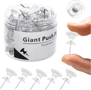 , 60 PCS Large Push Pins for Cork Board- Clear Thumb Tacks for Bulletin Board Ju - Picture 1 of 7