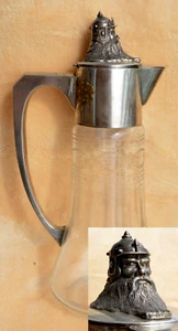✅19c RUSSIAN IMPERIAL JUG GLASS DECANTER, LORIE SILVER FIGURE PITCHER BEAKER CUP - Picture 1 of 24