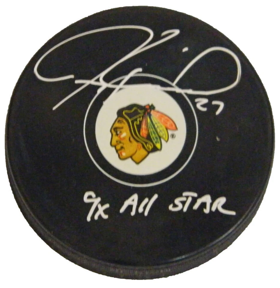 JEREMY ROENICK Signed Blackhawks Logo Hockey Puck w/9x All Star - SCHWARTZ - Image 1 of 1