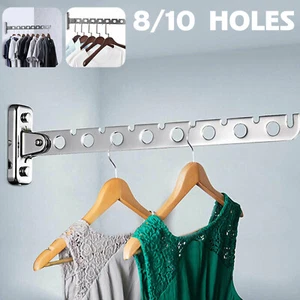 Stainless Steel Clothes Rack Hook with 8/10 Holes Foldable Clothes Hanging GQ - Picture 1 of 18