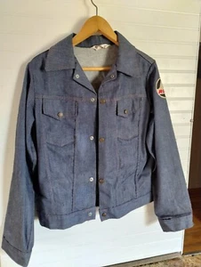 1960's Montgomery ward bomber denim jean jacket biker size med/small w/patches - Picture 1 of 5