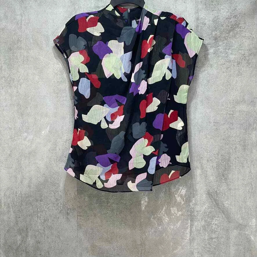 Blusa para mujer Emporio Armani abstracta floral en capas transparente manga corta talla 44 Foto 1 de 4