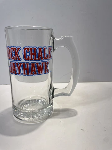 KU Kansas Jayhawks Rock Chalk Glass Mug Beer College Basketball NCAA Cover