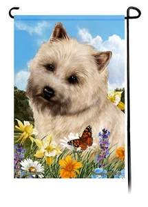 Summer Flowers Garden Flag - Wheaten Cairn Terrier - Picture 1 of 1