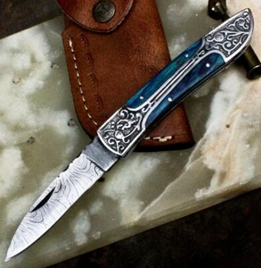 Custom Handmade Damascus Steel Blade Slipjoint Folding Knife | Hard Wood - Picture 1 of 12