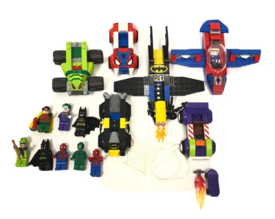 LEGO Lot Marvel DC Comics Batman Joker Robin Spider-Man AND Vehicles INCOMPLETE - Image 1 of 4