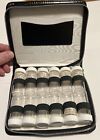Vintage Used 12 Medicine Pills Sample Bottles/TravelLeather Case Box Kit AUSTRIA