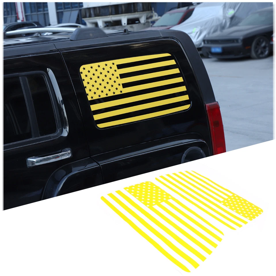 Vinilos calcomanías gráficas de vidrio con bandera amarilla de Estados Unidos para Hummer H3 2005-09 Foto 1 de 4