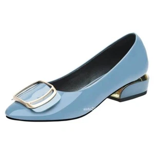 Damen-Pumps OL modisch Schnalle Kunstleder Blockabsatz niedriger Büro Slipper Schuhe - Bild 1 von 27