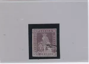 1851Tuscany Marcco with crown on head 9cr. purple brown on grey220/s97 - Picture 1 of 2