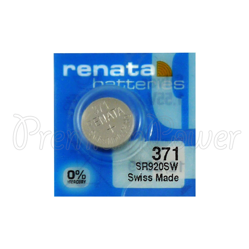 1 x Renata 371 Silver oxide battery 1.55V SR920SW Watch SR69 0% Mercury - Image 1 of 1