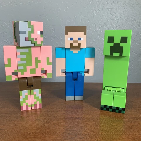 Minecraft 8.5 Inch Zombie Pigman Steve Creeper Action Figure Lot Of 3 Cover