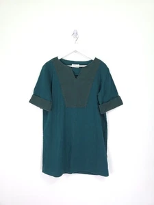 Túnica Tostada Talla 12 Verde Azul Mezcla de Lino Camisa Larga Top Informal Tejida - Imagen 1 de 10