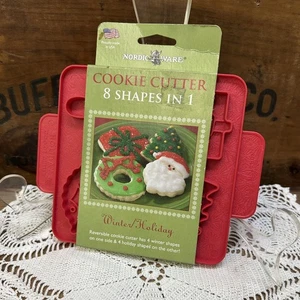 Nordic Ware Cookie Cutter Christnas Red Reversible Winter 8 Shapes In 1 New - Picture 1 of 3