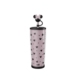 Zak Designs 25 oz Minnie Mouse Bicchiere in paglia di plastica a doppia parete con topper NUOVO - Foto 1 di 4