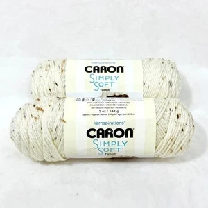 Caron Simply Soft Tweeds Yarn Off White Medium Weight - Lot of 4 New Skeins - Picture 1 of 4