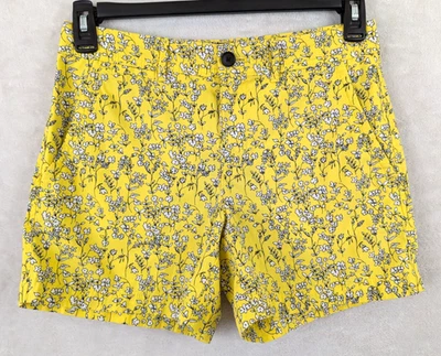 Banana Republic sz 2 Chino Shorts yellow with floral print stretch mid rise 3290 - Image 1 of 4