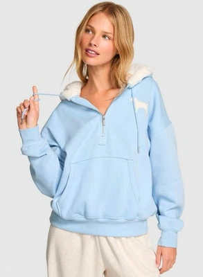 Victoria’s Secret Sudadera con Capucha Rosa Azul Helado Forrada de Piel Media Cremallera S Nueva con Etiquetas Foto 1 de 4